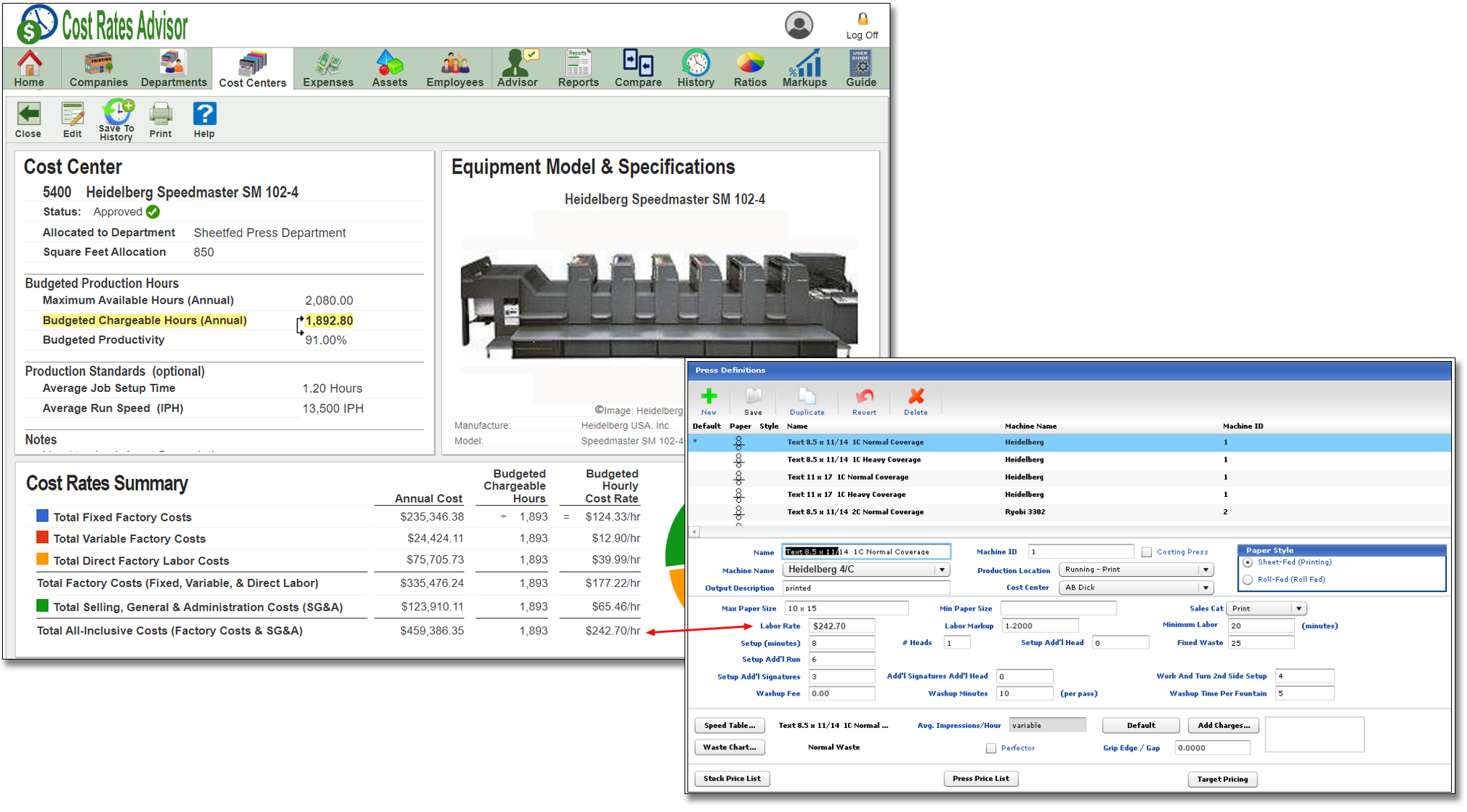 ePS EFI PrintSmith Vision Budgeted Hourly Rates