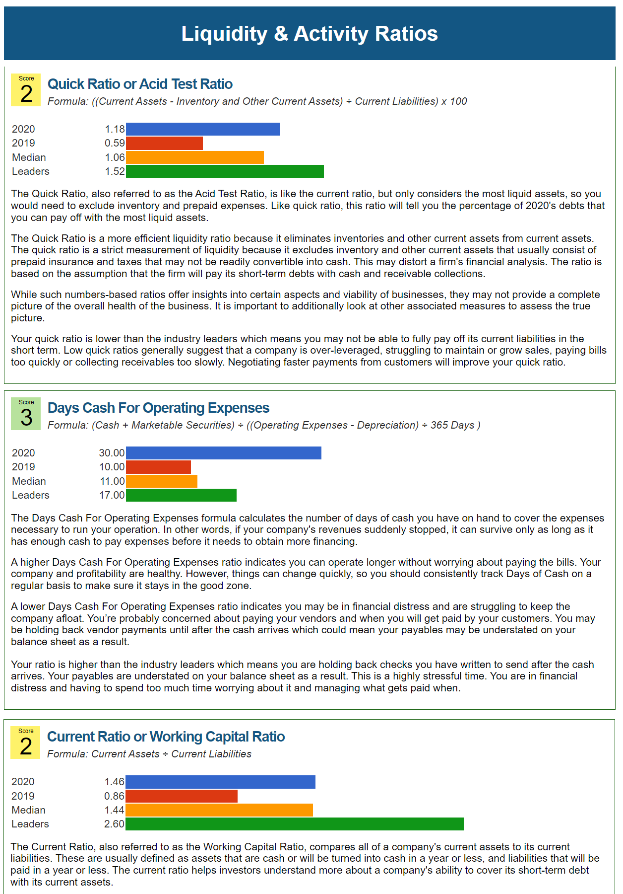 Liquidity & Activity Ratios Report